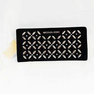 Michael Kors slim wallet w/gold embellishments